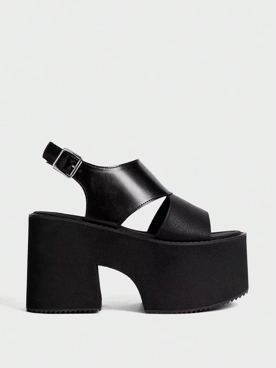 Sugerpunk Women's Ankle Strap Platform Chunky Heel Sandals, Summer Open Toe Buckle Comfortable Lightweight Simplistic Thick Bottom Sandals Spring Shoes Spring Break Easter Valentine's Day