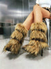 Women's Knee High Boots Point Toe Slip On Boots Sexy Stiletto High Heel Furry Boots Warm Straight Long Boots Belt Straps Fashion Party Boots